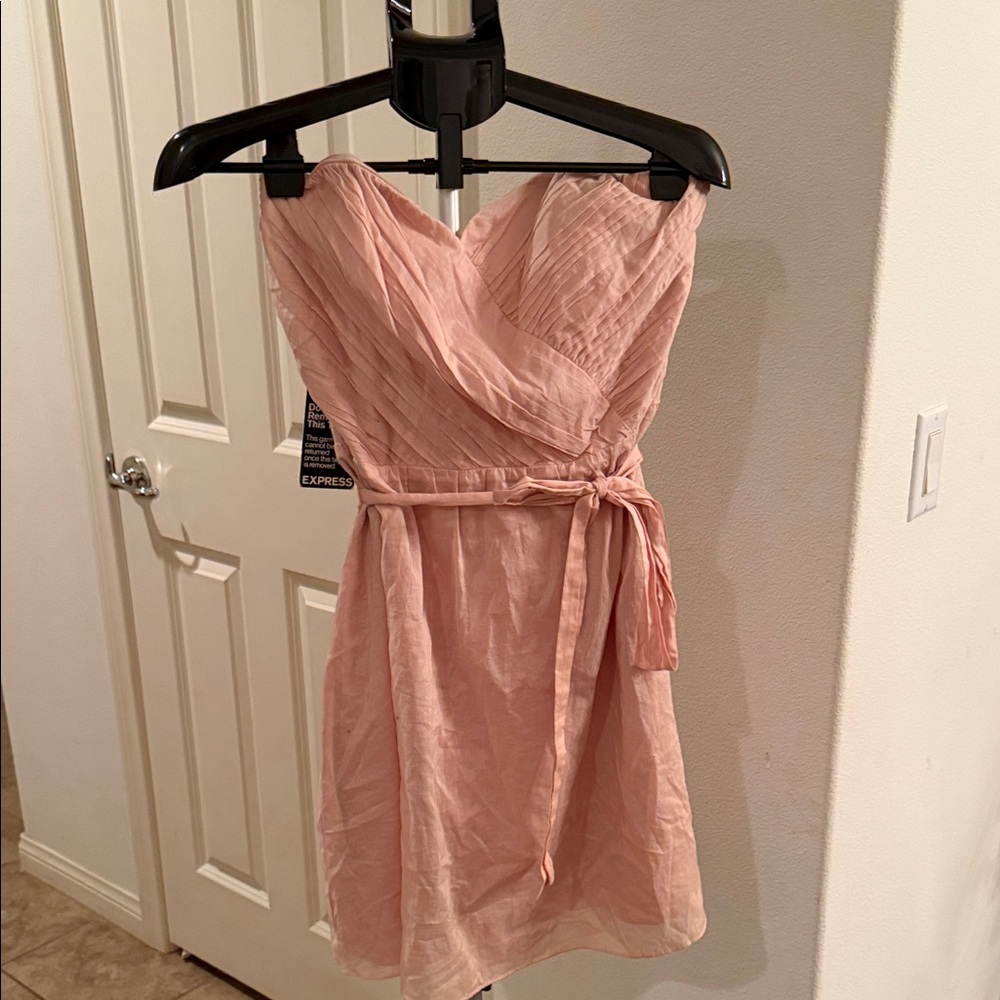 Express Strapless Blush Pink Tie-Waist Dress